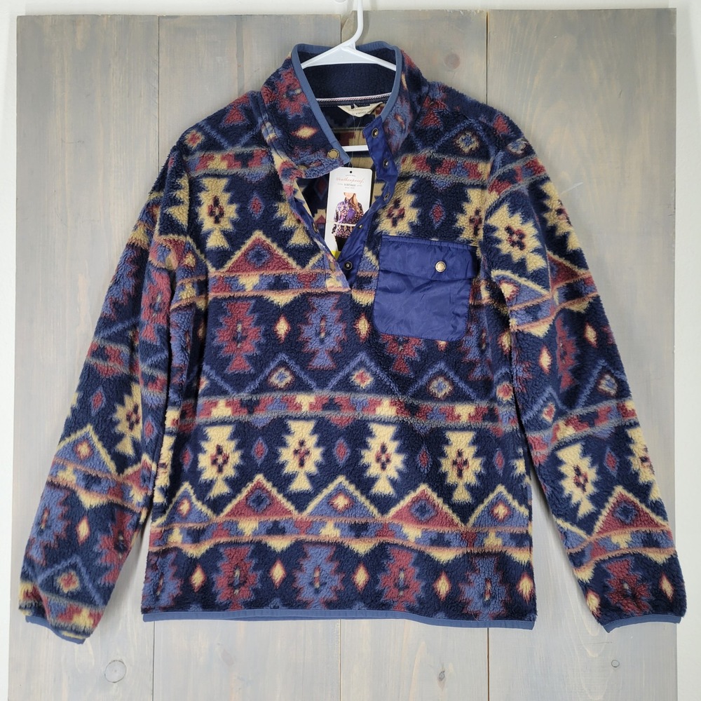 Weatherproof Vintage Fleece Pullover Womens Small Blue NWT Southwestern Total Ec